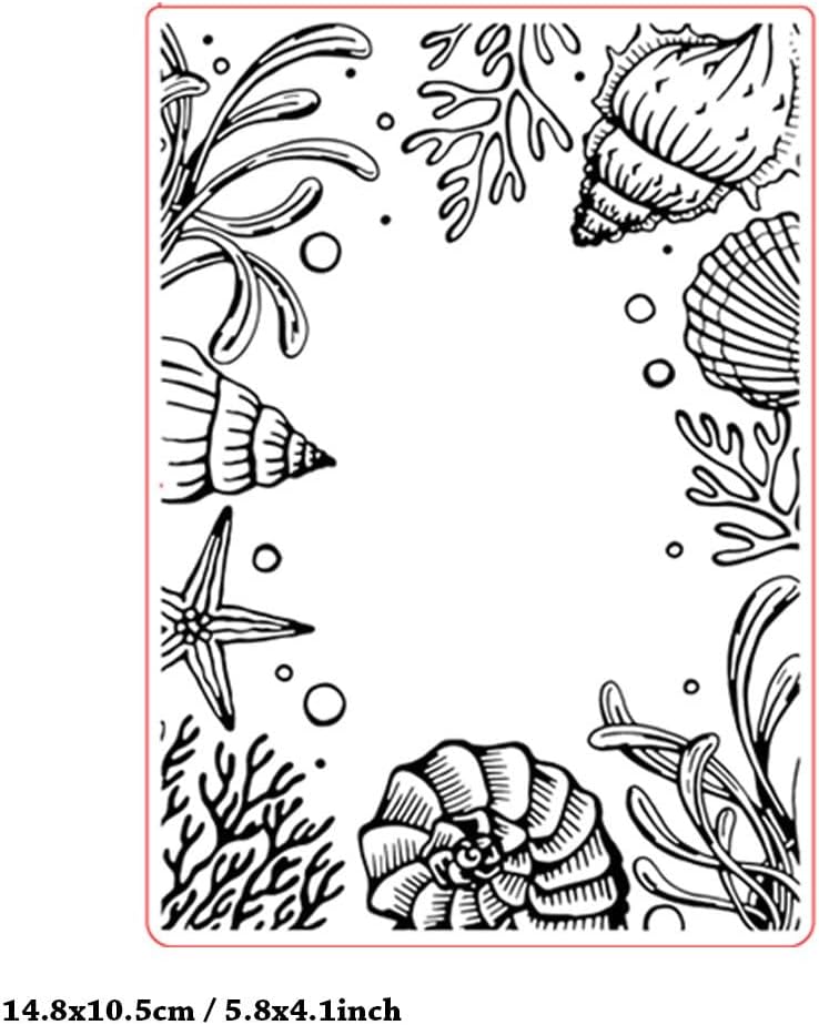 FUGUT 3-D Embossing Folder for Card Making - Plastic Textured Template for DIY Scrapbooking, Paper Crafting and Handmade Art Supplies (3D Marine Life Border 5.8 x 4.1 in) - Image 2